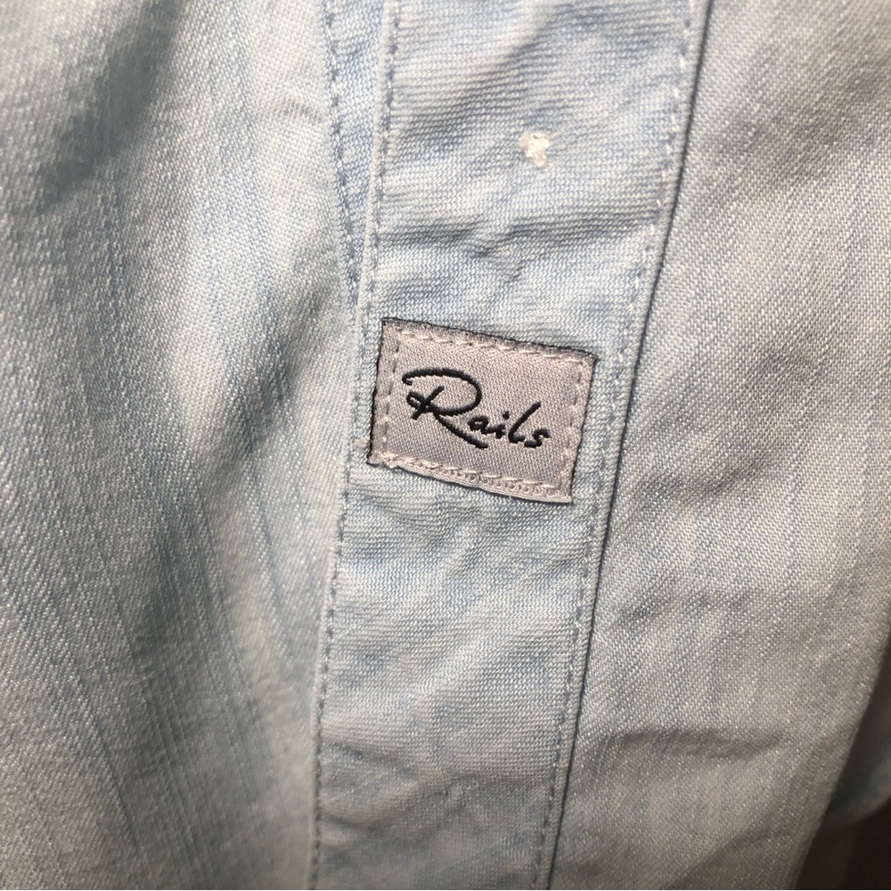 Rails Chambray Patched Denim Button Down Shirt Si… - image 6